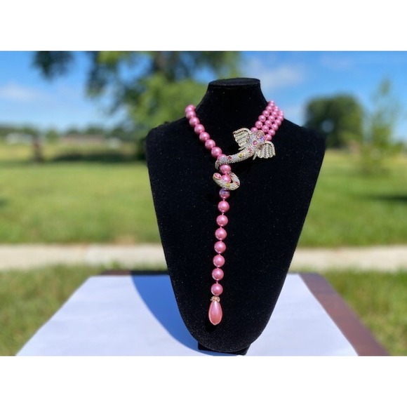 NEW Heidi Daus Ravishing Wrap Ture‎ Crystal Elephant Necklace Pink US Seller !